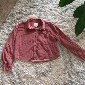 American Eagle Corduroy Button Up cropped